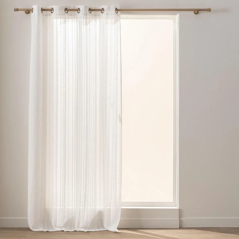Douceur d'Intérieur, Zaho Crash Net Curtain with Eyelets 140 x 260 cm White