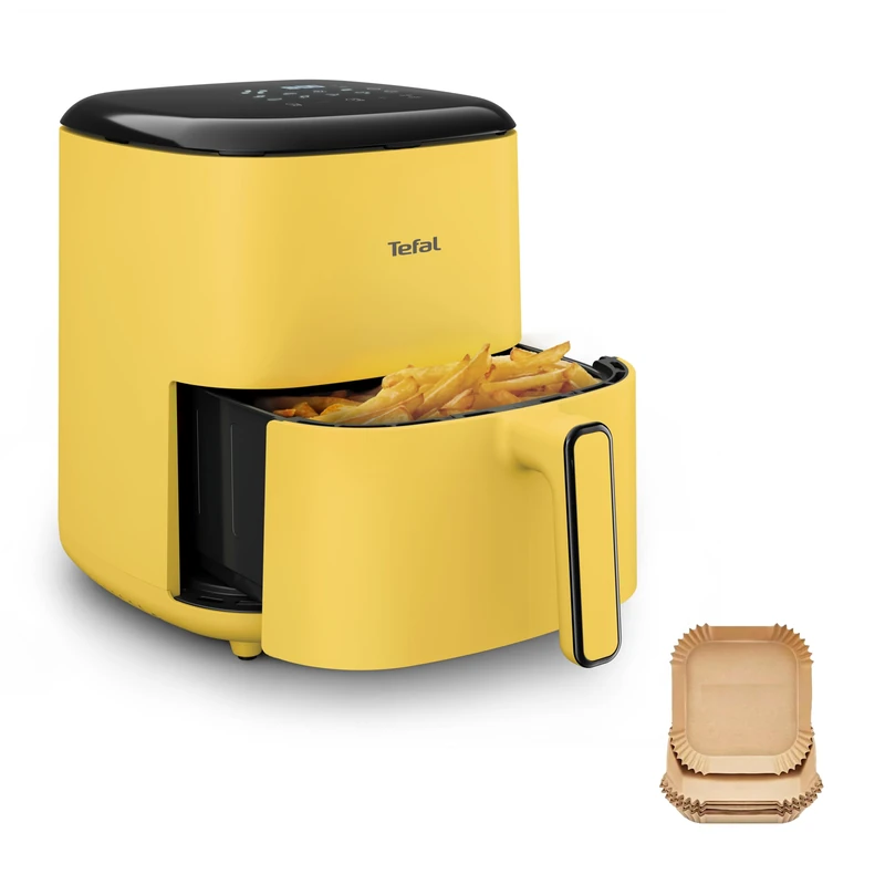 Tefal Easy Fry Max Air Fryer, 5 L Capacity, 6 portions, Healthy frying, Saves Time and Energy, Digital Control Panel, 10 Auto Cooking Programs, Pop Yellow - EY2452G0