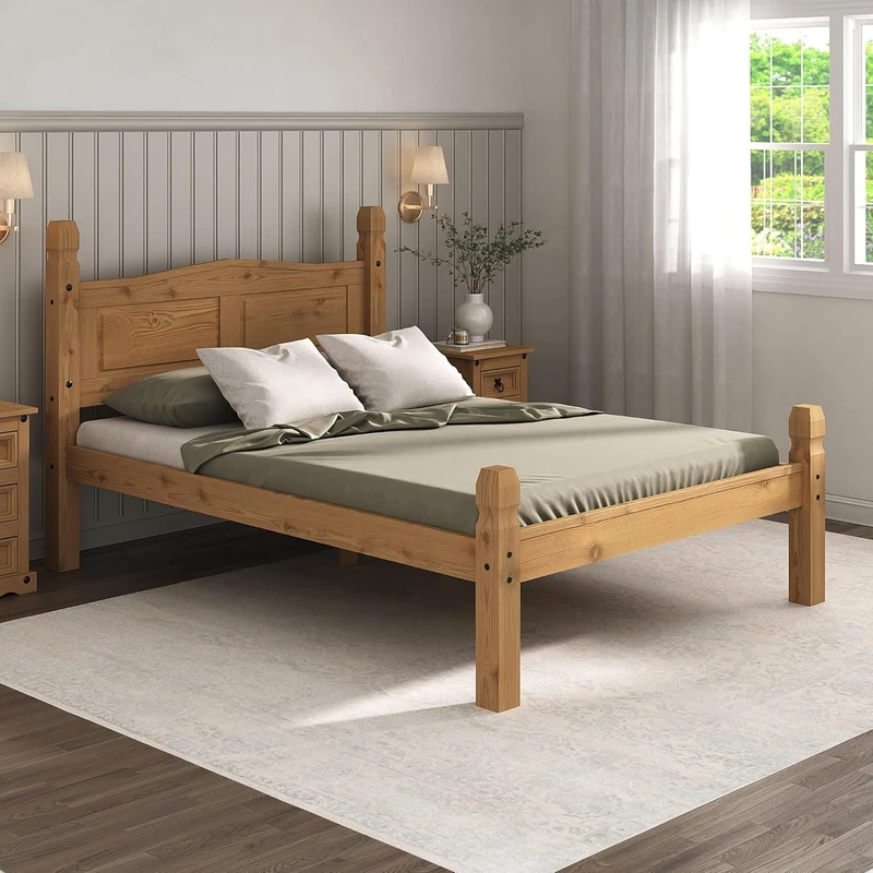Mews Corona Bed Frame Double Low Foot End 4ft6 Mexican Solid Pine
