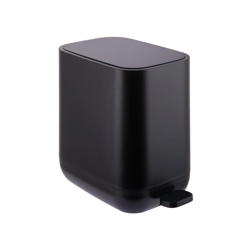 Relaxdays 7L Narrow Pedal Bin with Soft-Close Lid, Removable Inner, Matte Black, 30x18x28cm