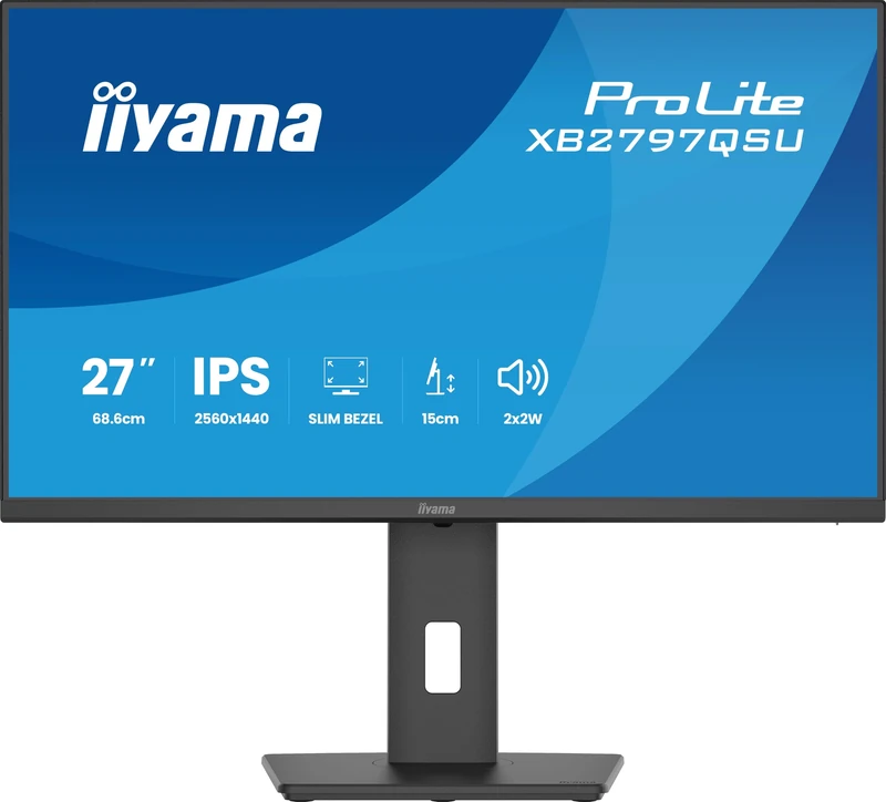 iiyama XB2797QSU-B1 27 inch IPS LCD, 4-side slim bezel, 2560x1440, 4ms GtG (1ms MPRT), HDMI/DP/USB/USB-C, Adaptive Sync, HAS