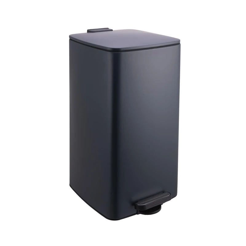 Relaxdays Kitchen Bin, 30L, Soft-Close Lid, Removable Inner, Matte Metal, Rectangular Pedal Bin, 53x29x34cm, Dark Grey
