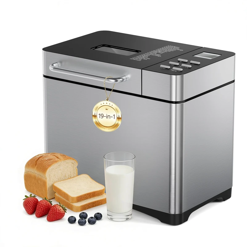 JUMMICO Bread Maker Machine 19-in-1 | Wake Up to Fresh Bread Every Morning – 15-Hour Delay Timer | 1kg Capacity, 3 Crust Settings & Keep Warm | Perfect for Gluten-Free, Dough, Jam & Yogurt