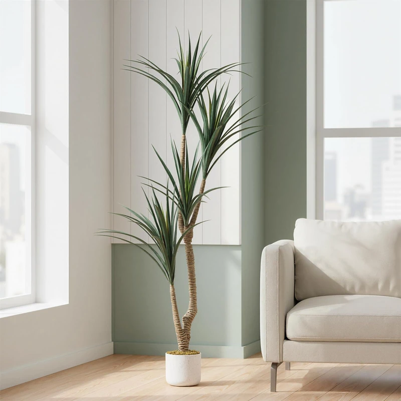 GarveeHome Artificial Dragon Tree, 165 cm High Large Artificial Dracaena Marginata with Pot, Tropical Artificial Plants for Home, Office, Indoor and Outdoor, Housewarming Gift