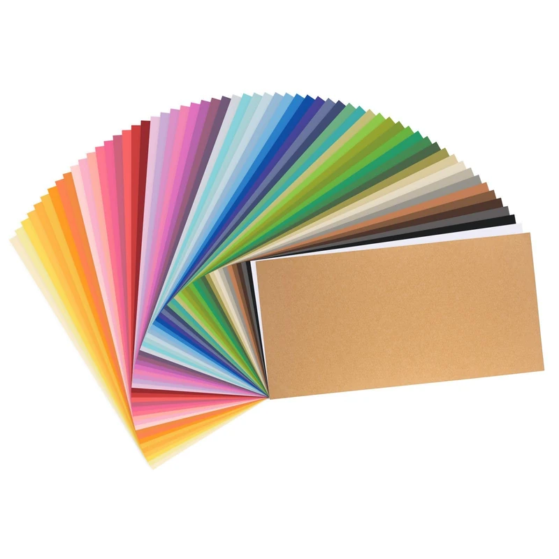Vaessen Creative Cardstock Plotter Paper 11.2" x 23.6" - 60 Sheets in 60 Colours - Smooth Coloured Card Making Supplies for Scrapbooking and Other Paper Crafts - 216 GSM