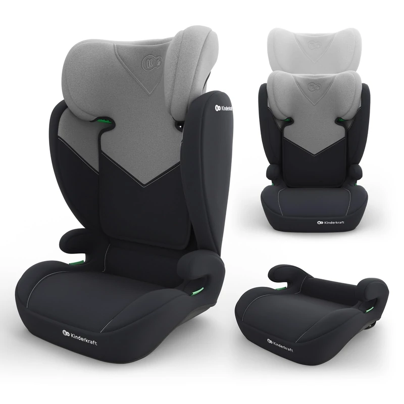 Kinderkraft I-Spark 2 PRO i-Size Car Seat 100-150 cm, 2-in-1 Booster, H-Guard, SPS, 10-Level Headrest, Universal Installation, Grey