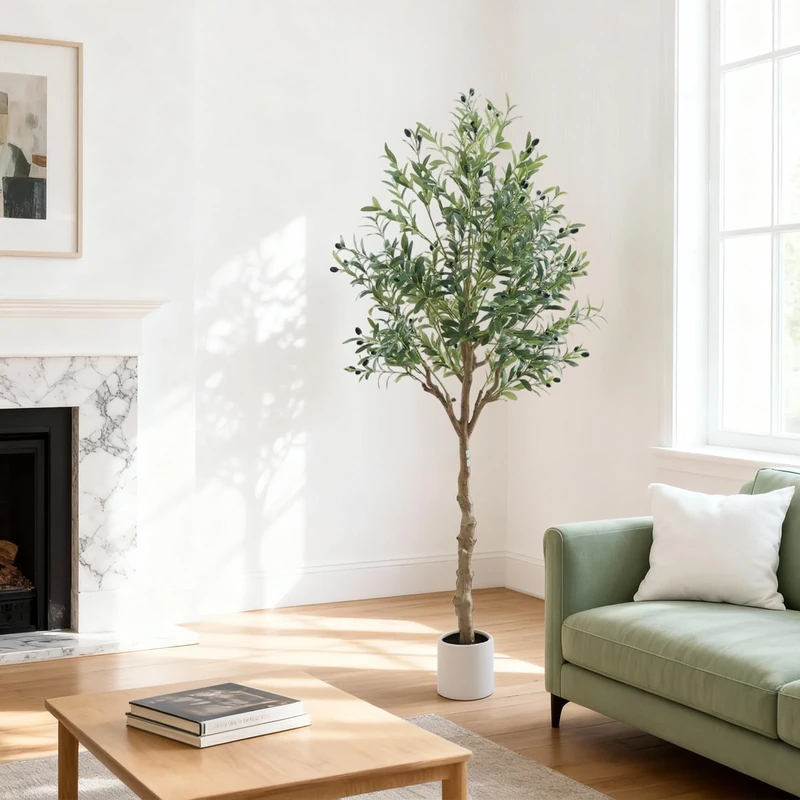 Artificial Olive Tree 180 cm Artificial Plant Artificial Plants Large Olive Tree Artificial Tree Like Real in White Pot for Living Room Bedroom Office Decoration