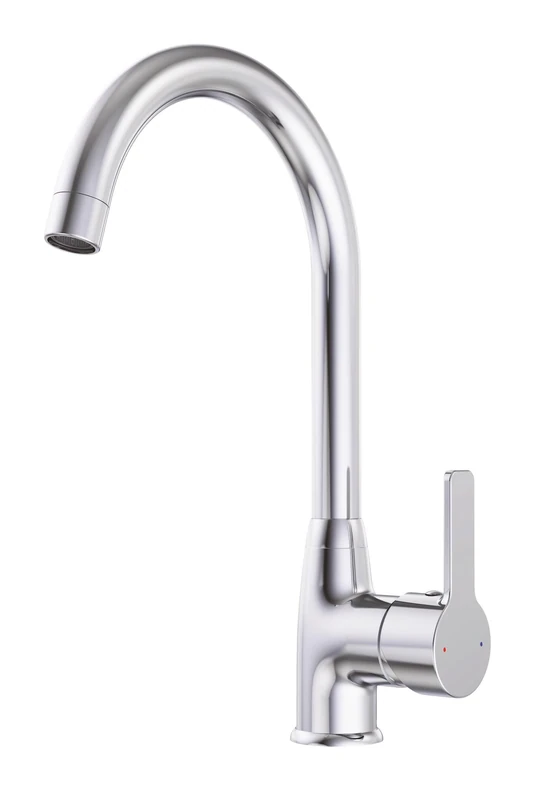 ONDÉE - Ariane Kitchen Mixer - Swivel spout - Brass housing - Ergonomic Metal Handle - Ceramic Cartridge Ø35 mm - Grey - Professional Design - Grey/Silver Finish