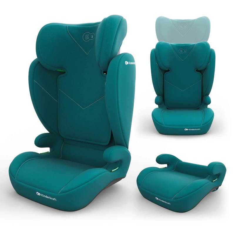 Kinderkraft I-Spark 2 PRO i-Size Car Seat 100-150 cm, 2-in-1 Booster, H-Guard, SPS, 10-Level Headrest, Universal Installation, Green