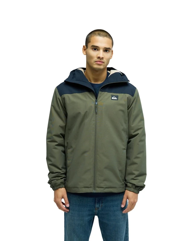 Quiksilver Waterproof Hooded Jacket Overcast 3K Warm Jacket Mens Brown