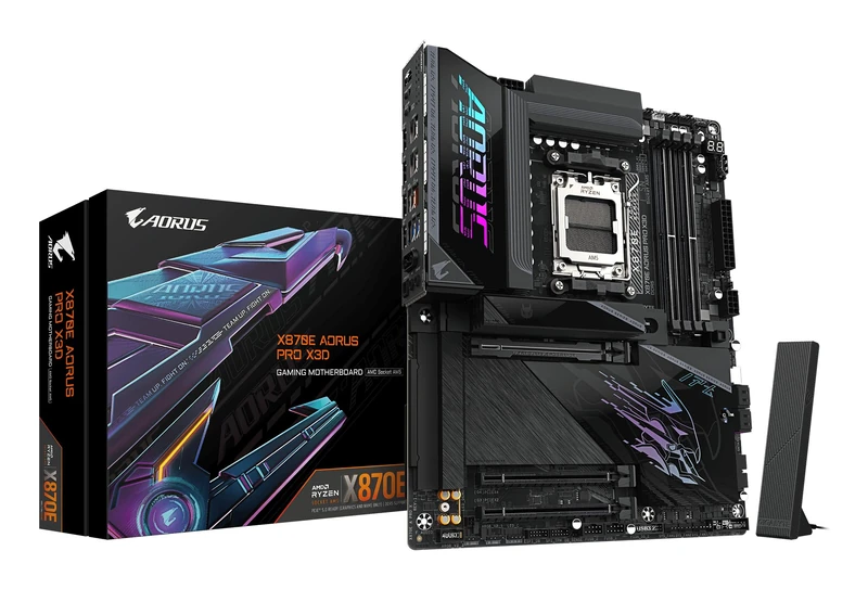 GIGABYTE X870E AORUS PRO X3D Motherboard - Supports AMD Ryzen 9000 CPUs, 18+2+2 Phases Digital VRM, up to 9000Hz DDR5 (OC), 2xPCIe 5.0 + 2xPCIe 4.0, Wi-Fi 7, 5GbE LAN, USB 4