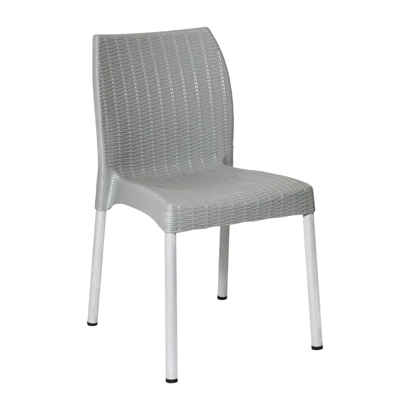 Bolero Elements Polypropylene Rattan Side Chairs, Grey (Pack of 4)