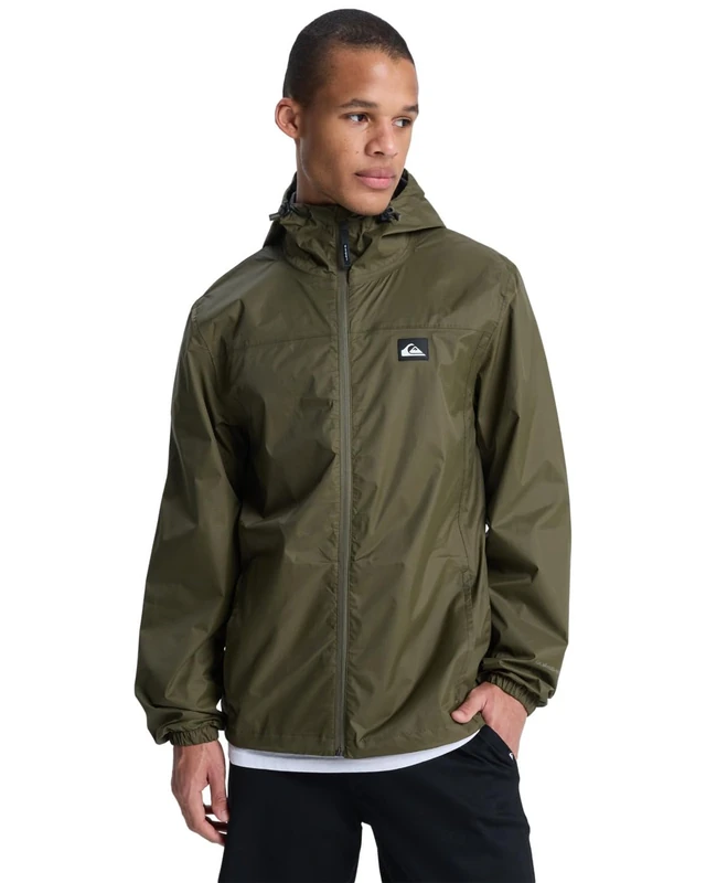 Quiksilver Hooded Waterproof Jacket Overcast 3K Tape Mens Brown