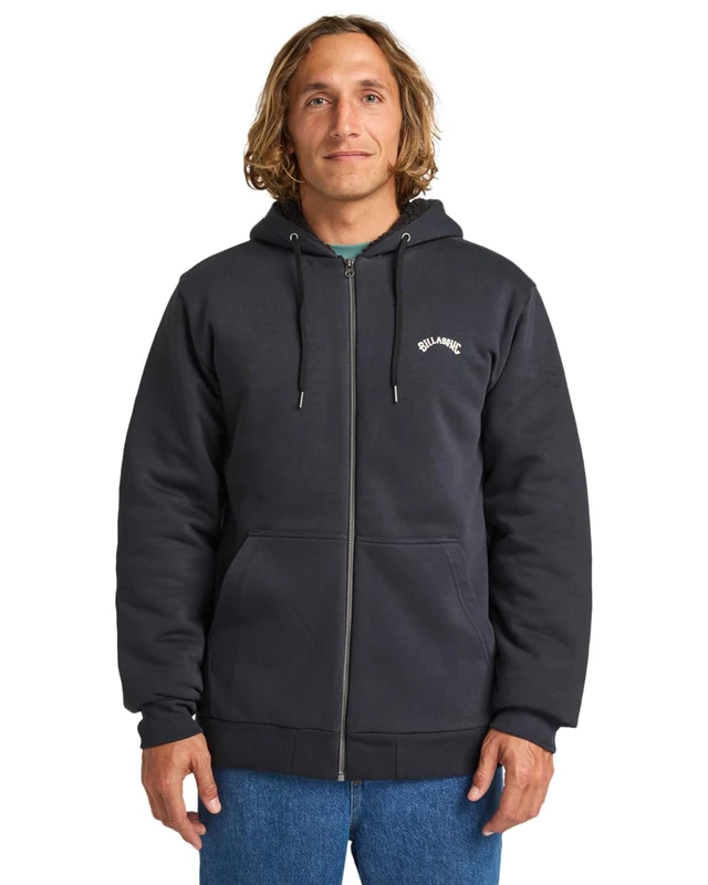 Billabong Zip Hoodie ARCH SHERPA Mens Black - Image 1