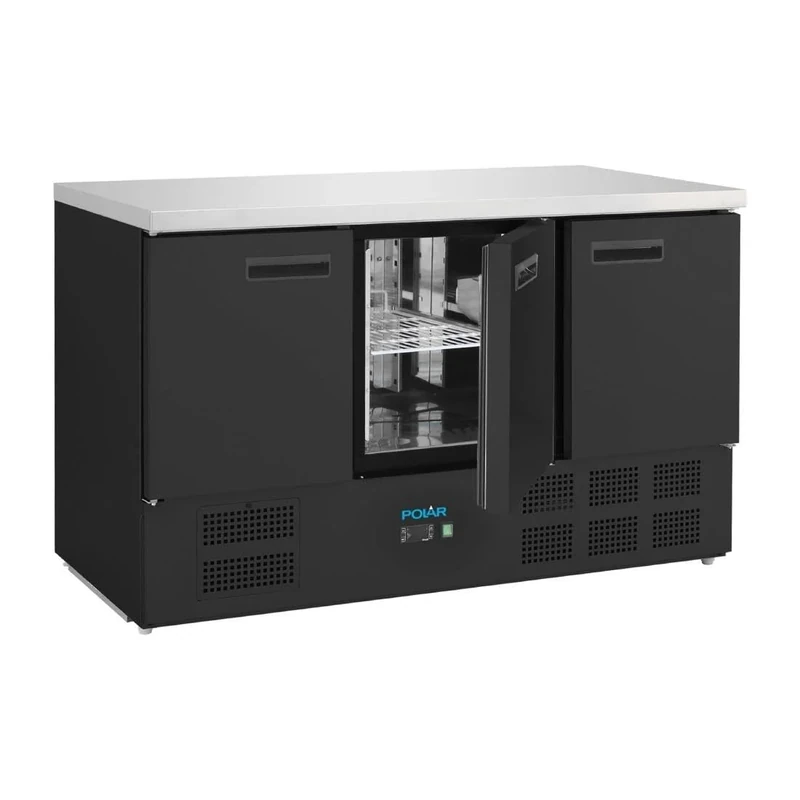 Polar G-Series Triple Door Counter Fridge Black 368Ltr - Energy Rating C, Digital Temperature Control, 1/1 GN Compatible PG023