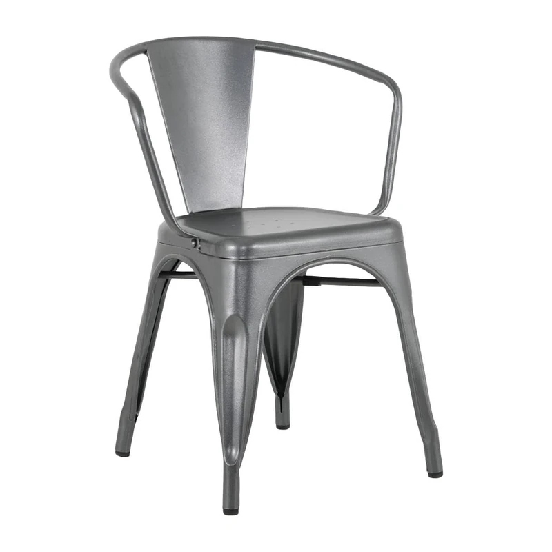 Bolero Bistro Curve Stackable Dining Armchairs (Pack of 4), Gunmetal