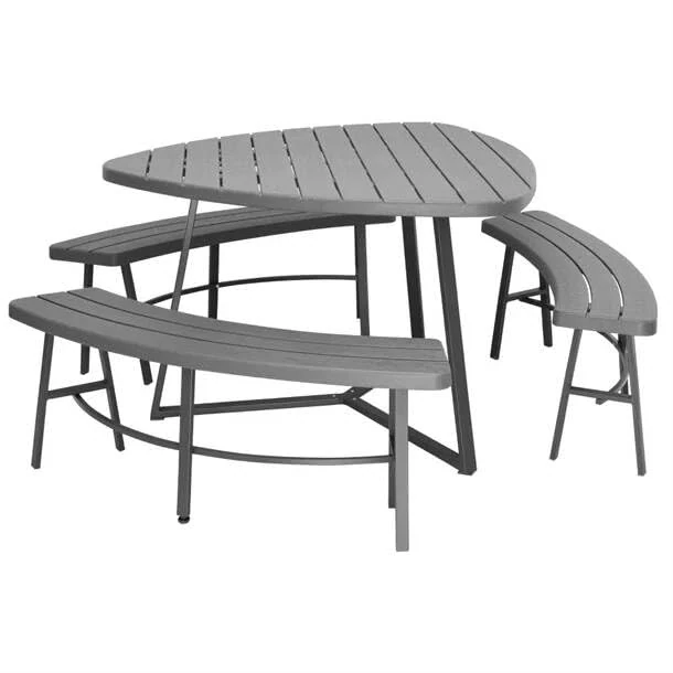 Bolero Valletta Commercial Picnic Bench Set, Indoor and Outdoor, Grey