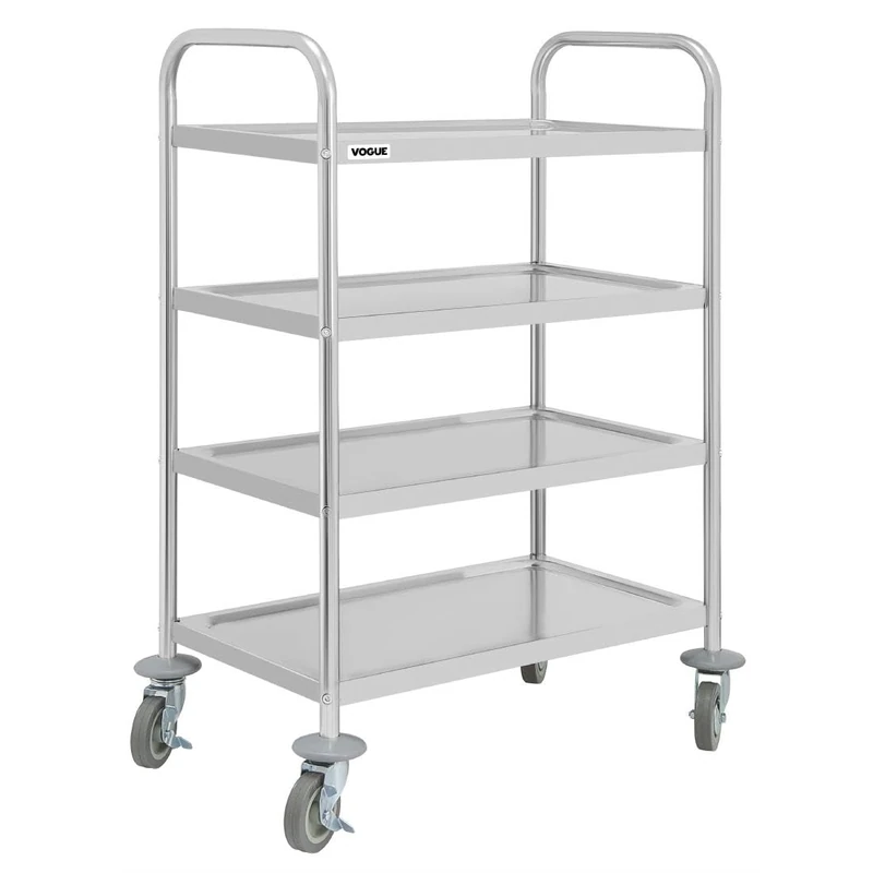 Vogue 4 Tier Clearing Trolley - Kitchen Serving Cart, Ideal for Buffets, Catering, Events JB373