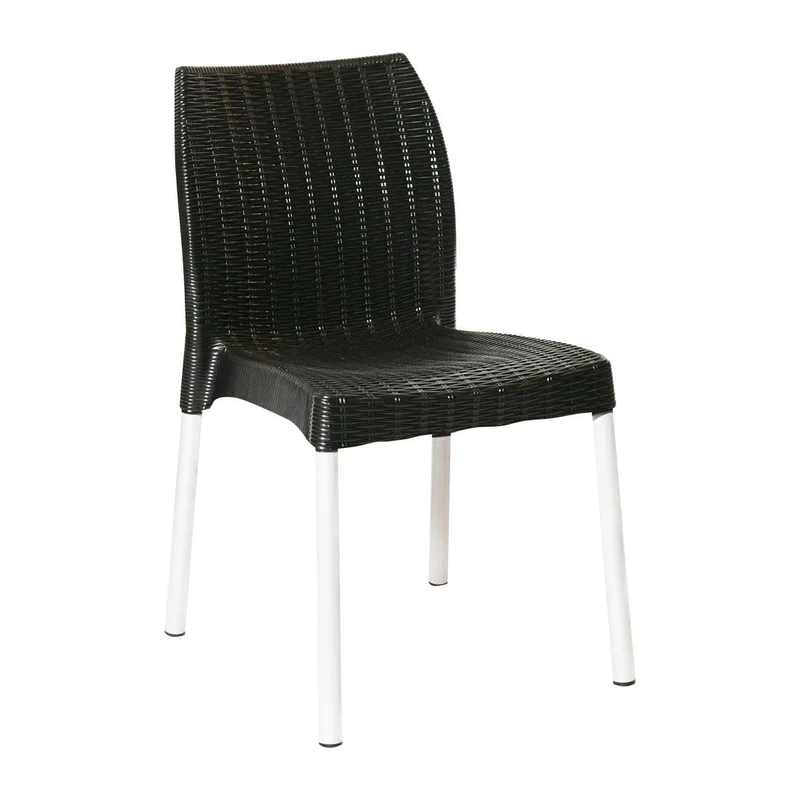 Bolero Elements Polypropylene Rattan Side Chairs, Black (Pack of 4)