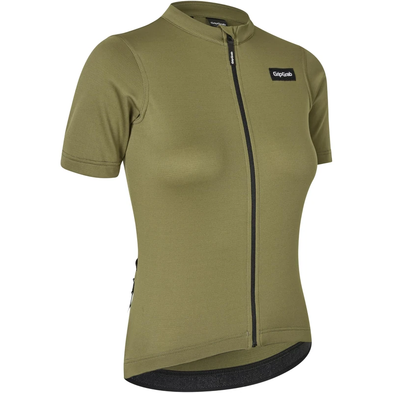 GripGrab EXPLR Merinotech Women's Short Sleeve Cycling Jersey Summer Road MTB Gravel Bike Cycle Top with Merino Wool Olive Green