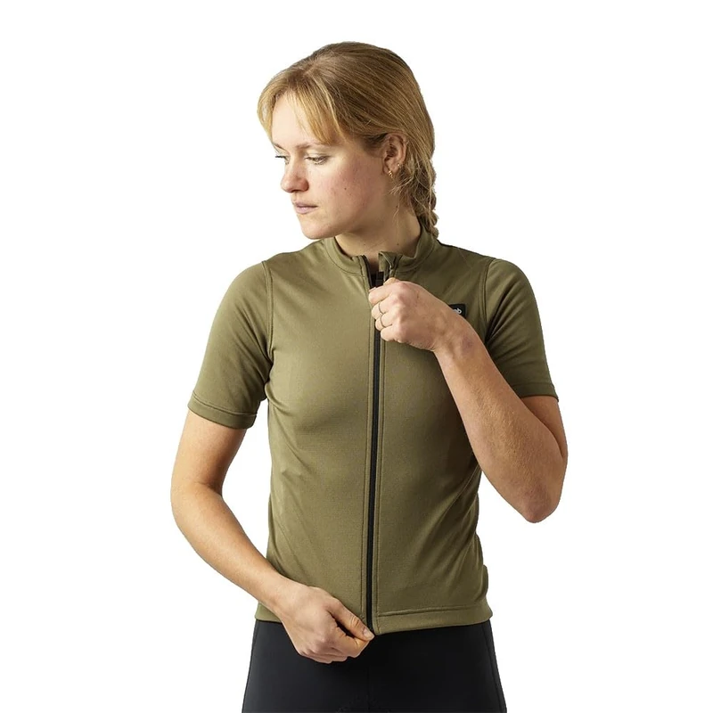 GripGrab EXPLR Merinotech Women's Short Sleeve Cycling Jersey Summer Road MTB Gravel Bike Cycle Top with Merino Wool Olive Green