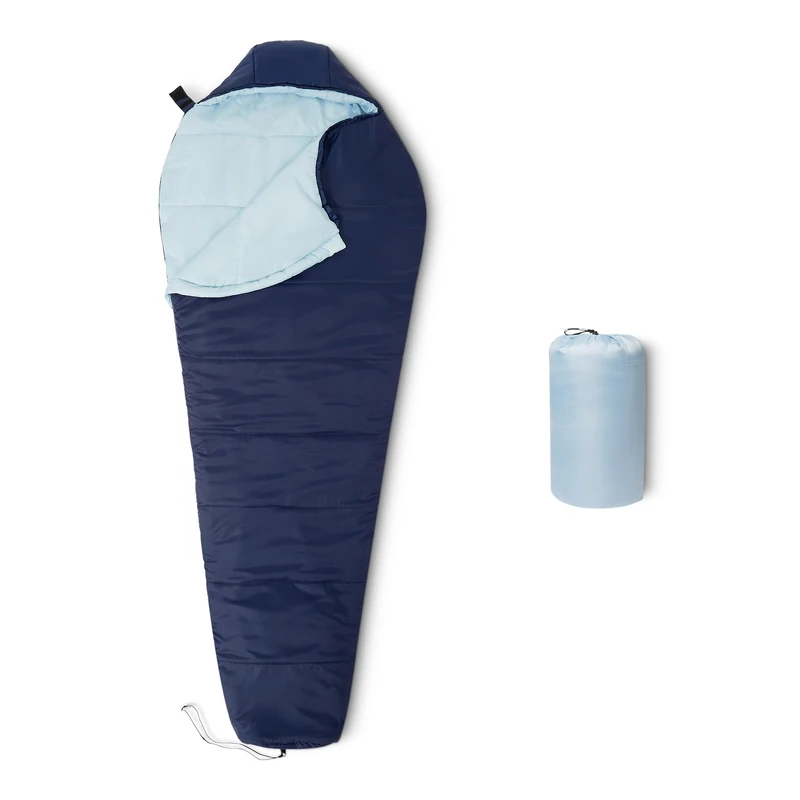 Amazon Basics sleeping bags for adults, mummy cold weather sleeping bag, 20 F / -5 C rated, Navy Blue, 90 x 34"