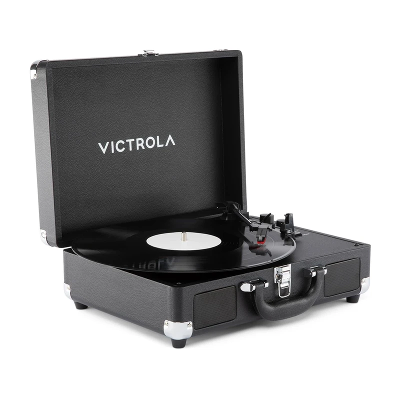 Victrola Journey II (2025 Model) – Bluetooth Suitcase Record Player – Built-in Stereo Speakers with Enhanced Bass, 3-Speed turntable, Bluetooth Input and Output, RCA & Headphone Outputs (Black)