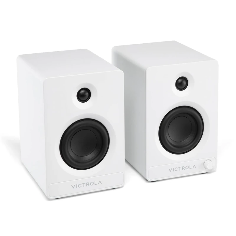 Victrola Tempo – Bluetooth Bookshelf Speakers – Room-Filling Sound, Bluetooth Input, Multi-Speaker Streaming using Auracast, USB-C Computer Input, Turntable Inputs, Subwoofer Output (Pair, White) - Image 1