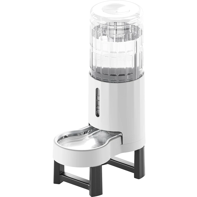 CZPET Elevated Dog Water Bowl Dispenser for Large Dogs,2.5 Gallon Tall Raised Pet Waterer Stand,Relieve Neck Pressure,Large Capacity and Drinking Area Noise-Free for Pets (9.5L+Stand,White)
