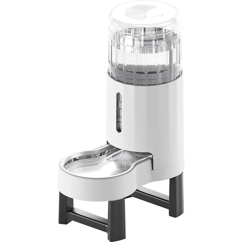 CZPET Elevated Dog Water Bowl Dispenser for Large Dogs,8L Tall Raised Pet Waterer Stand,Relieve Neck Pressure,Large Capacity and Drinking Area Noise-Free for Pets (8L+Stand,White)