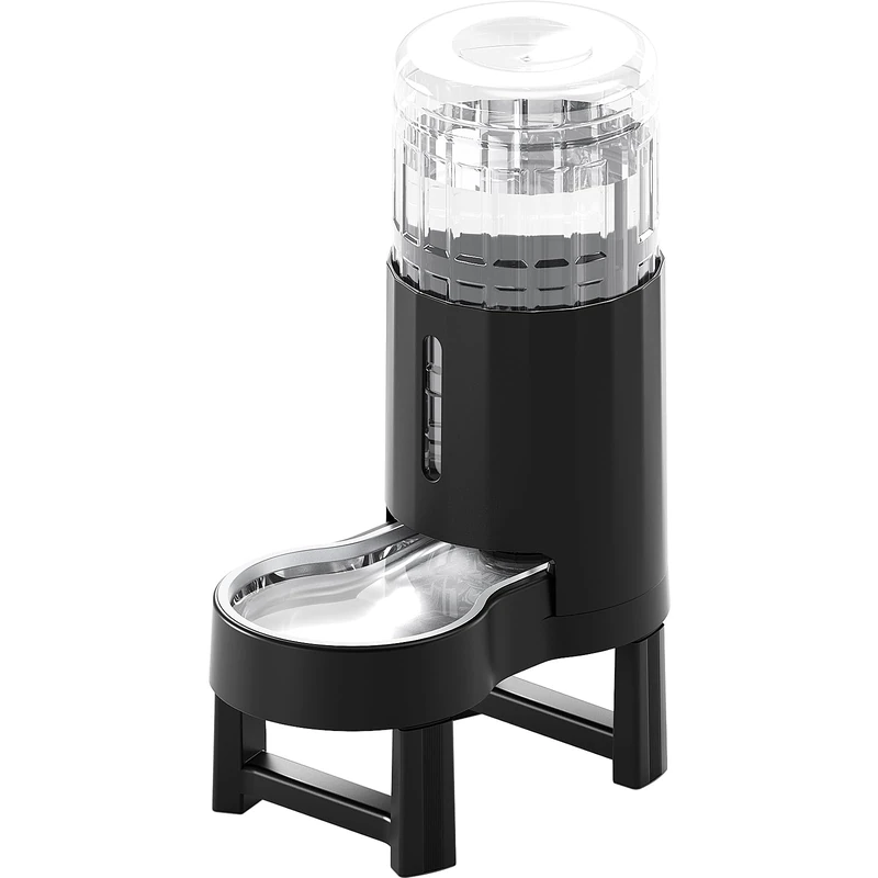 CZPET Elevated Dog Water Bowl Dispenser for Large Dogs,8L Tall Raised Pet Waterer Stand,Relieve Neck Pressure,Large Capacity and Drinking Area Noise-Free for Pets (8L+Stand,Black)