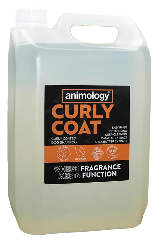 Animology Curly Coat Dog Shampoo 5 Litre Concentrate - Detangling and Conditioning Wash with Oatmeal and Shea Butter - Concentrated 20:1 Dilution Ratio - For Poodle and Doodle Breeds
