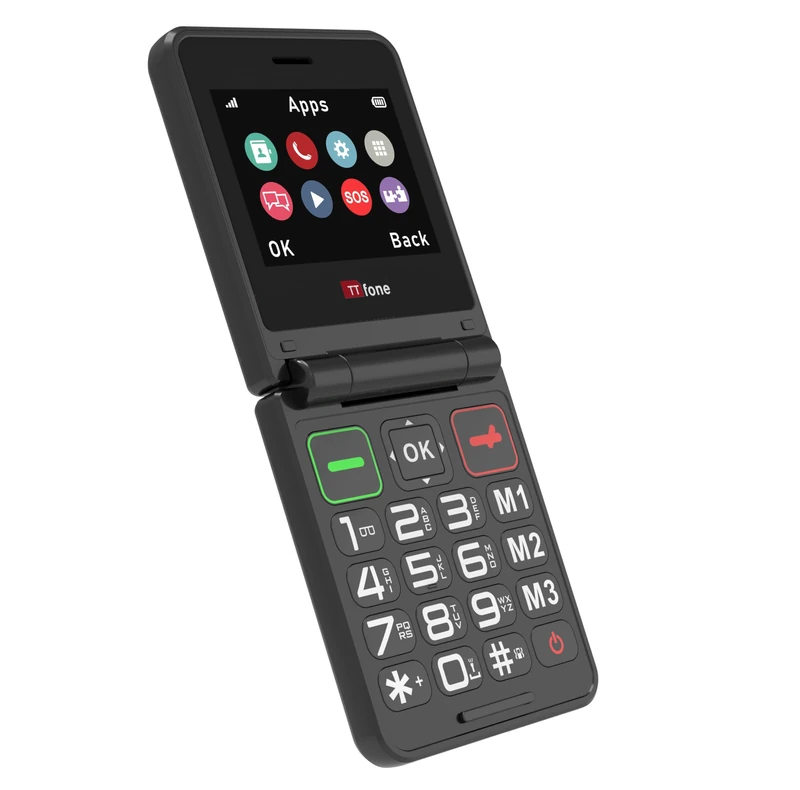 TTfone TT660 Flip Mobile Phone for Seniors - Folding Design, Big Buttons, Emergency Assistance, Long Battery Life - Pay As You Go (Vodafone PAYG with £20 Credit)