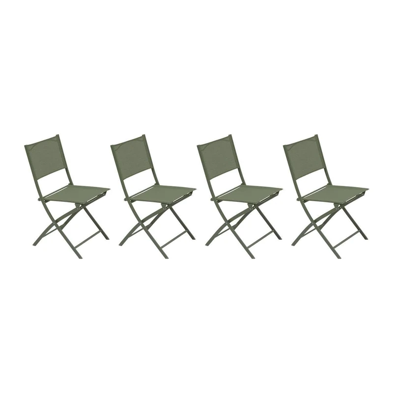 Hespéride - Set of 4 Modula Folding Garden Chairs Laurel Green - Epoxy Texaline Treated Steel - Dimensions: 46 x 52 x 87 cm - Foldable Outdoor Furniture - Image 1