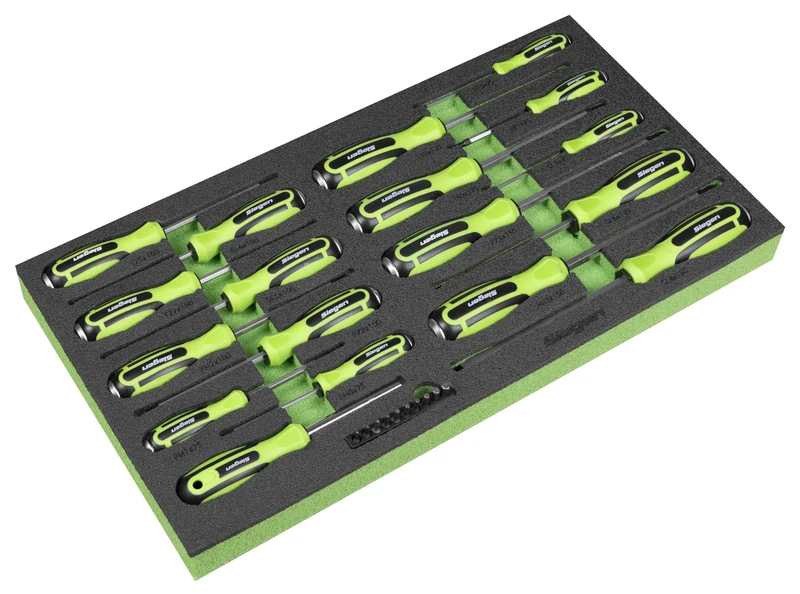 Siegen by Sealey Hammer-Thru Screwdriver, Bit Driver & Bit Set with Tool Tray 28pc - S01281