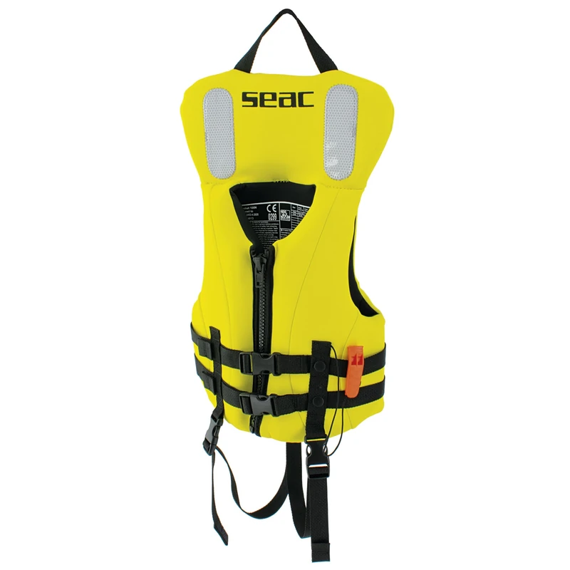 SEAC Hydro Snorkeling Vest Junior – Kids’ 100N Buoyancy Aid – Snorkeling & Water Sport Safety Vest – Yellow Neoprene Jacket with Whistle – EN ISO 12402-4 Certified