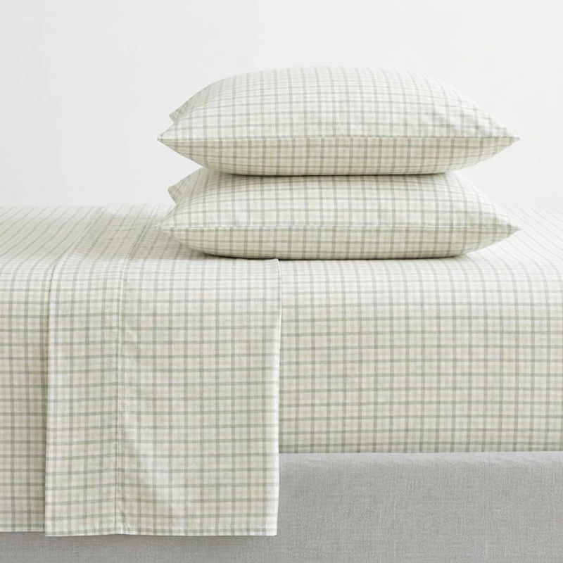 Nautica - Full Size Sheets Set, Crisp & Tailored Coastal Bedding with a Smooth Cotton Percale, Bed Sheets with Matching Pillowcases & Fitted Sheet (Calm Seas Gingham Green)