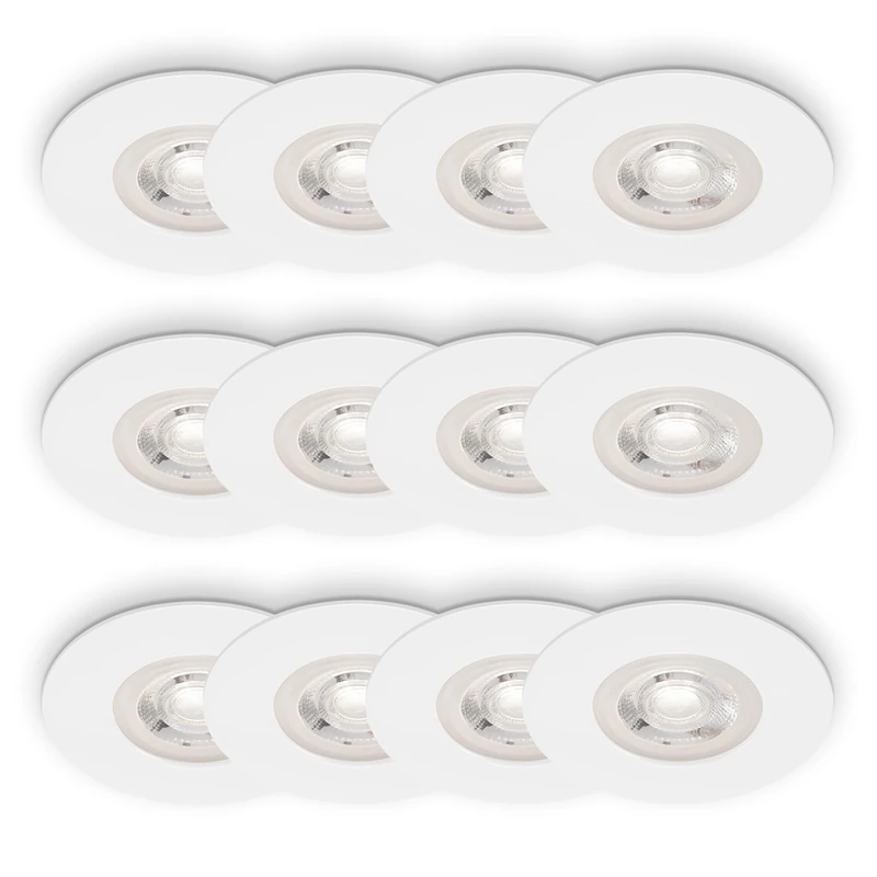 BRILONER - 3X Pack of 4 Recessed Spotlights, Warm White Light, Slim, Downlights, Ceiling Spotlights, LED Lights, Spots, Recessed Lights, 68Mm Hole Size, 9x2.5 cm, White