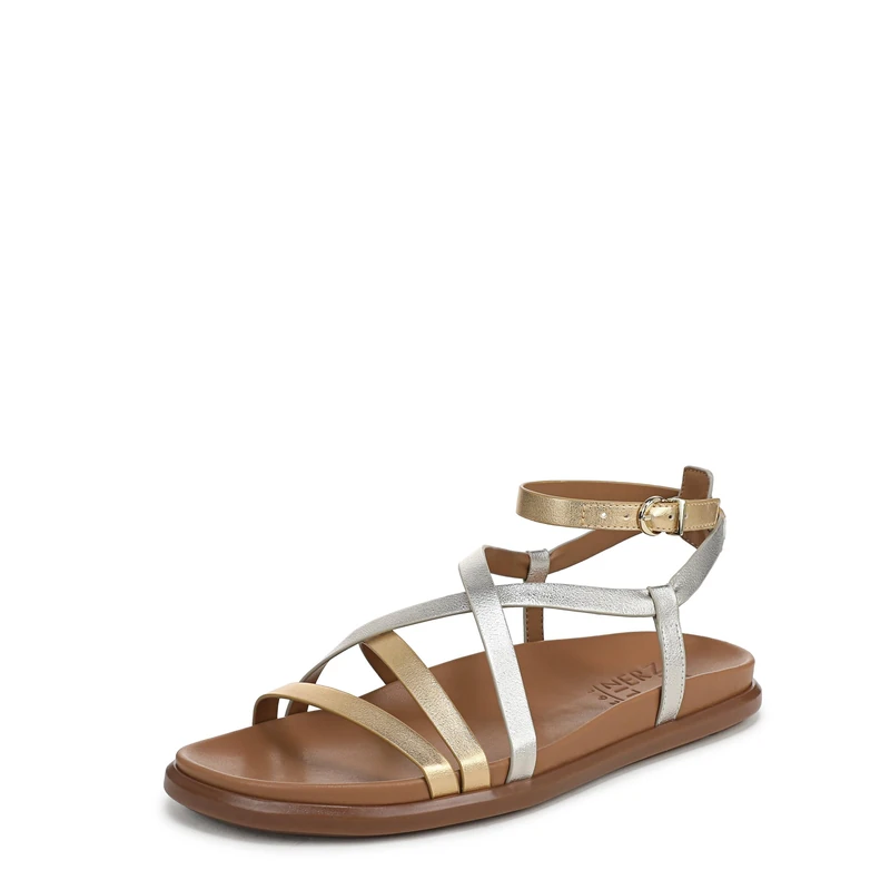 Naturalizer Women's Fame Flat Sandals, Metallic, Wide Fit, UK 4 - Image 1