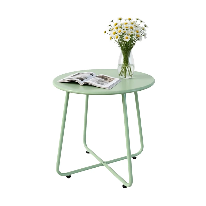 Relaxdays Metal Side Table - Green Weatherproof Round Table