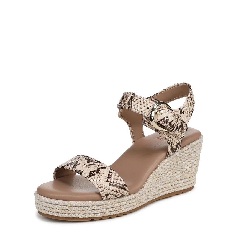 Naturalizer Women's Stella Wedge Sandals, Beige Multi Leather, Wide Fit, UK 5