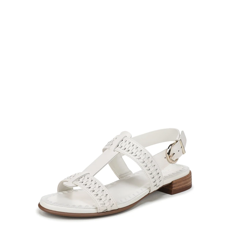 Naturalizer Women's Nia Flat Sandals, White Leather, Wide Fit, UK 8
