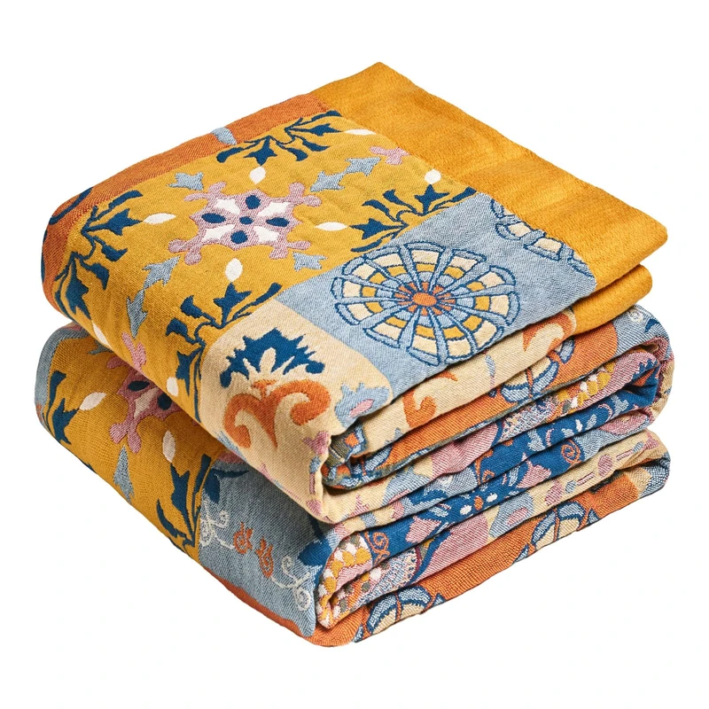 MSGKV Boho Throw Blanket 60"x80" Summer Cotton Roman Blanket for Couch