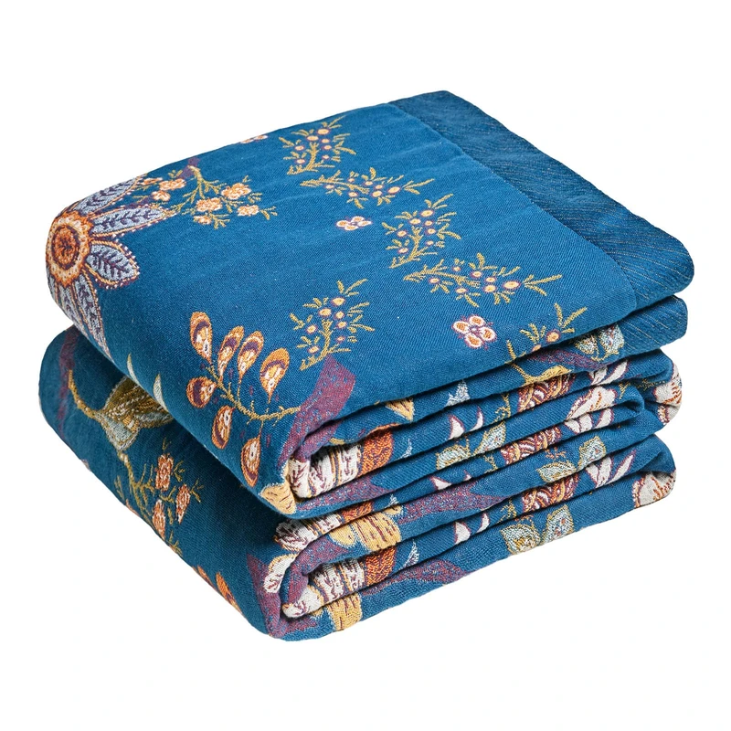 MSGKV Boho Throw Blanket 60"x80" 100% Cotton Twin Floral Throw for Couch
