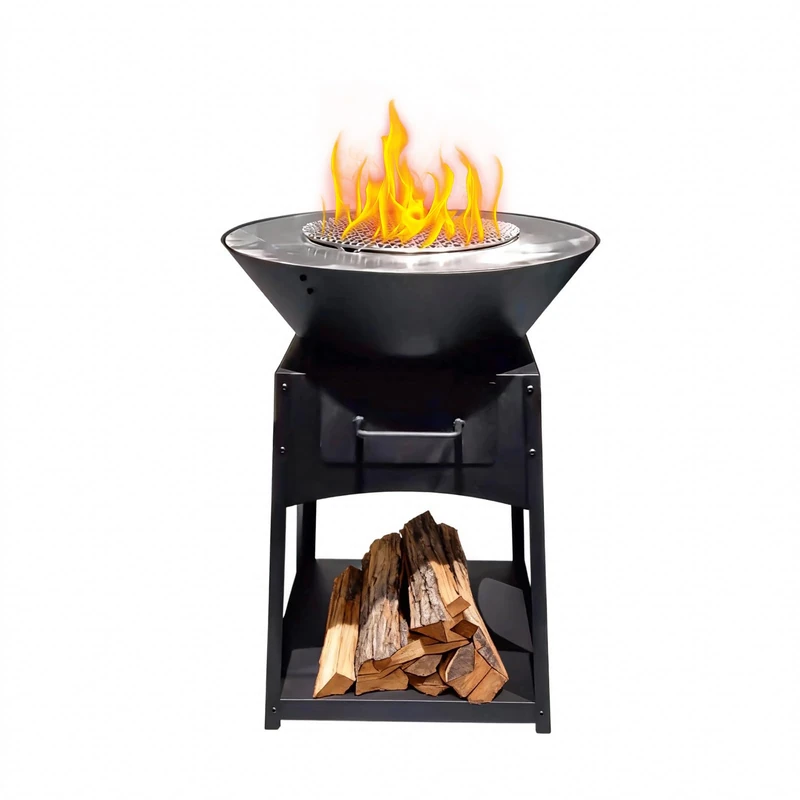 GarveeHome Outdoor Fire Pits, 3 in 1 Camping Wood Stove with BBQ Grill and Tray, Metal Garden Wood Burning Square Fire Pit with Ashes Drawer, Easy to Clean Fireplacefor Tent, Outdoor Heating, Cooking