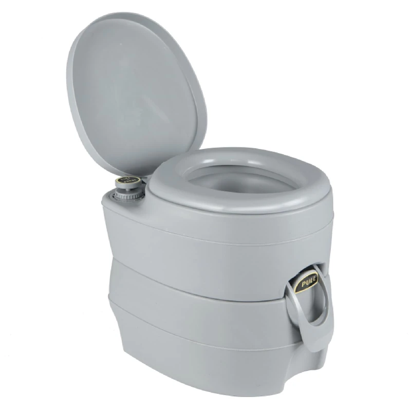 SPOTRAVEL 20L Portable Camping Toilet, Outdoor Flushing Toilet with Waste Tank, Flush Pump & Handles, Compact Emergency Commode Porta Potty for RV Travelling Hiking, 150KG Capacity (Dark Grey)
