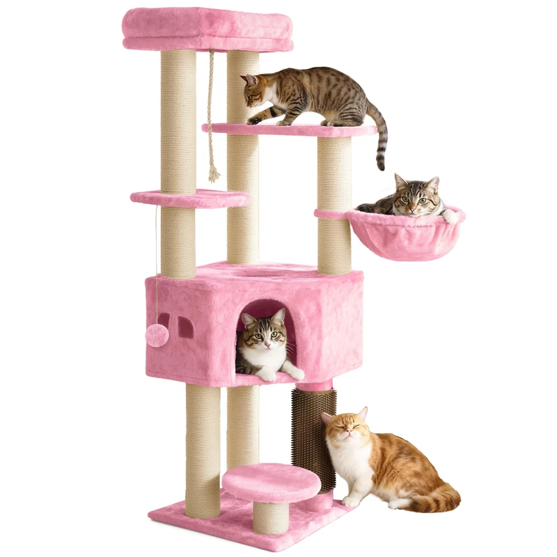 YITAHOME Cat Scratching Post with Cave and Platforms - Pink