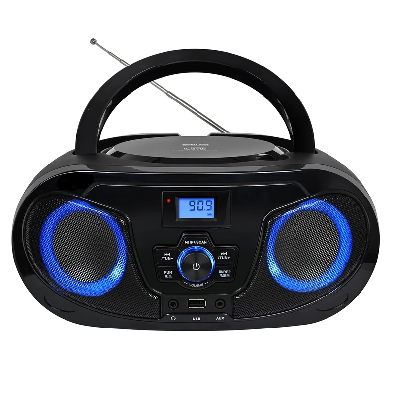 Silva Schneider MPC 25.7 BT Portable CD Player with Bluetooth, FM PLL Radio, USB MP3 Playback, Stereo Sound, 5 Sound Profiles, LCD Display, LED Lighting, Battery Powered, AUX and