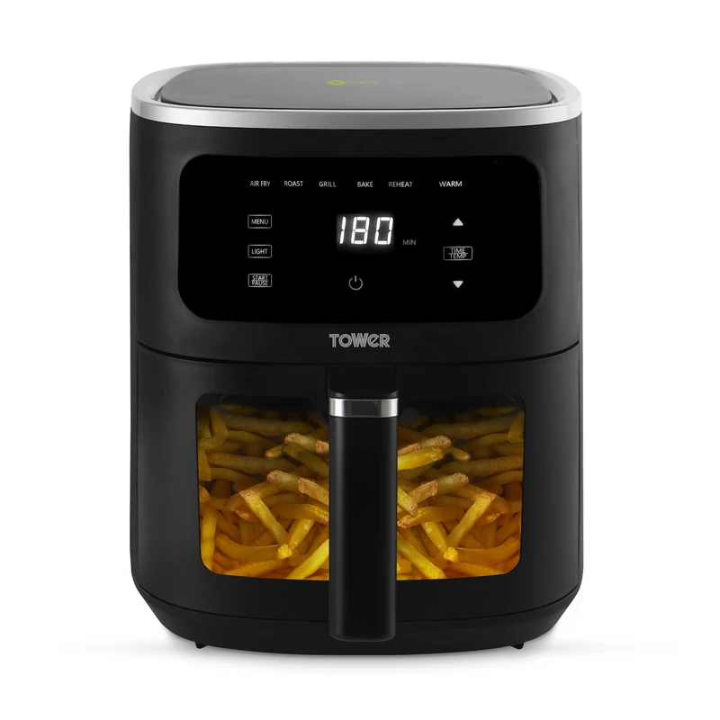 Tower T17174 Vortx Vizion 4L Air Fryer with Digital Control Panel, 6 Pre-sets, 60 Minute Timer, Shake Reminder, 1300W, Black