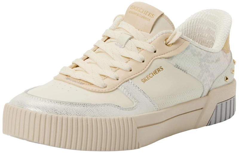Skechers Women's Jade Studded Glow Trainer, Off-White, 6.5 UK